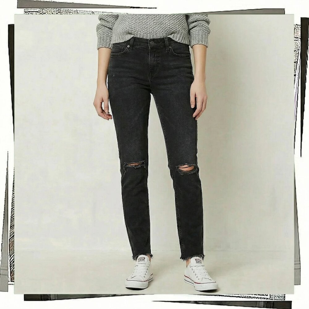 Distressed Black Skinny Jeans (25) by Free People